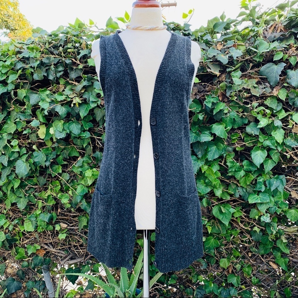 CAbi Sleeveless‎ Charcoal Cardigan Sweater